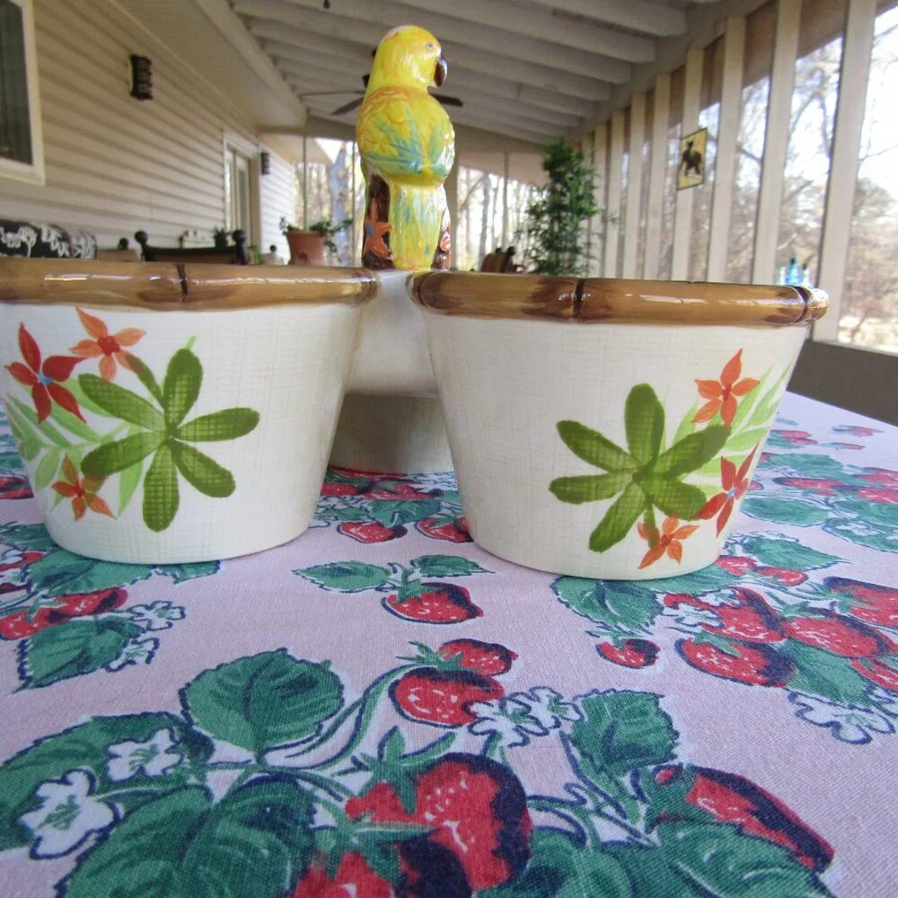 Global Home Parrot 3 Section Condiment Serving Bowl